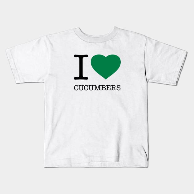 I LOVE CUCUMBERS Green Heart Kids T-Shirt by eyesblau